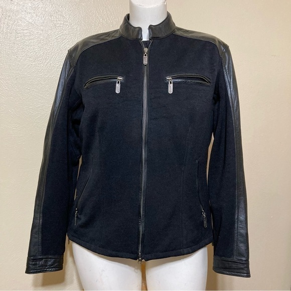 HARLEY DAVIDSON biker riding jacket heavy duty leather trimmed Large - Picture 12 of 14